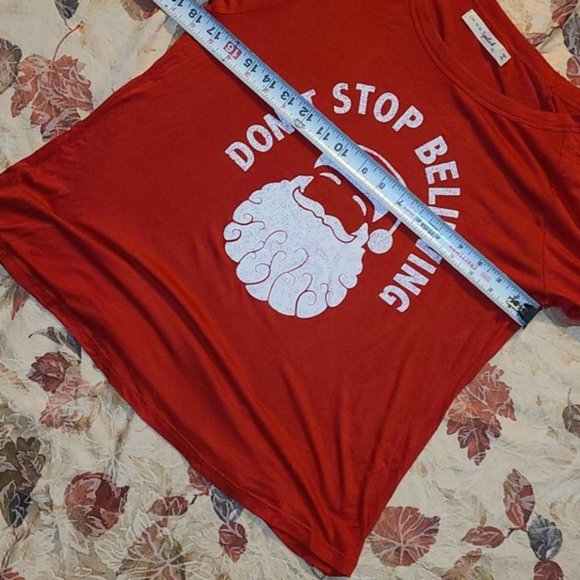 Don't Stop Believing Santa Holiday Lounge Shirt - Picture 6 of 7